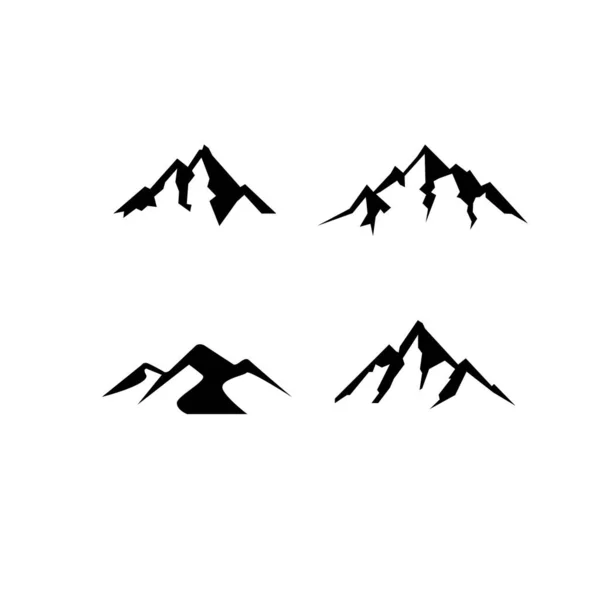 Uppsättning Samling Enkel Mountain Svart Vektor Logotyp Ikon Illustration Design — Stock vektor