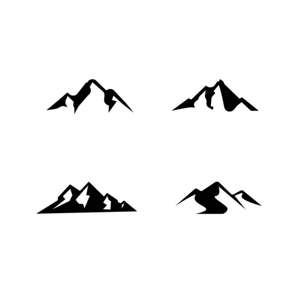 Collezione Set Semplice Montagna Nero Vettoriale Logo Icona Illustrazione Design — Vettoriale Stock