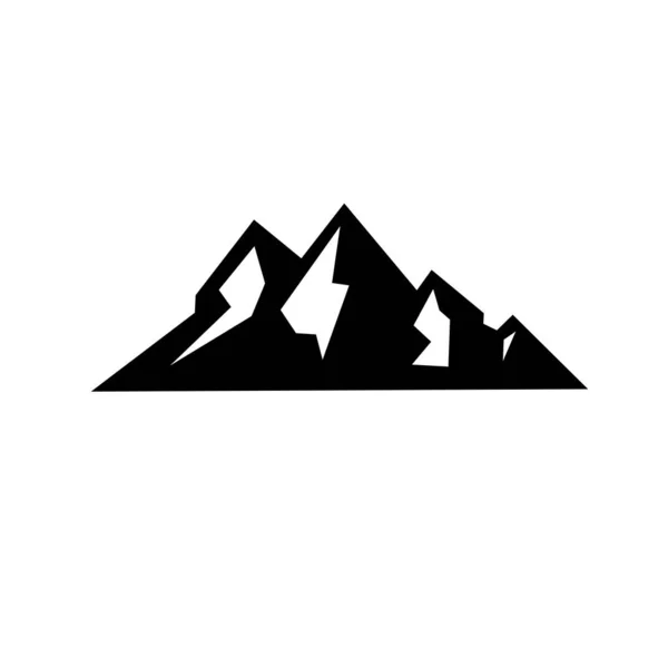 Semplice Montagna Nero Vettore Logo Icona Illustrazione Disegno Isolato Sfondo — Vettoriale Stock