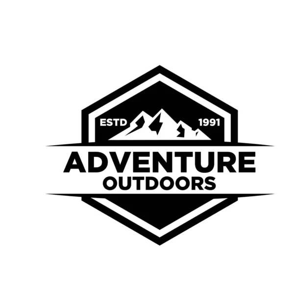 Prime Simple Aventure Montagne Badge Extérieur Logo Vectoriel Icône Illustration — Image vectorielle