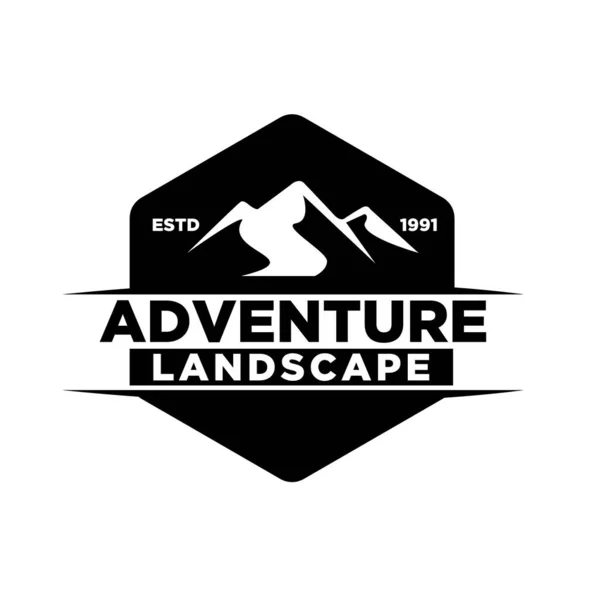 Prime Simple Aventure Montagne Badge Extérieur Logo Vectoriel Icône Illustration — Image vectorielle