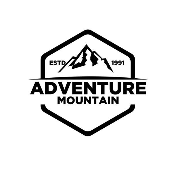 Premium Einfach Berg Abenteuer Outdoor Abzeichen Vektor Logo Symbol Illustration — Stockvektor