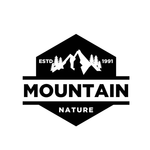 Simple Prime Aventure Montagne Badge Extérieur Vecteur Logo Icône Conception — Image vectorielle