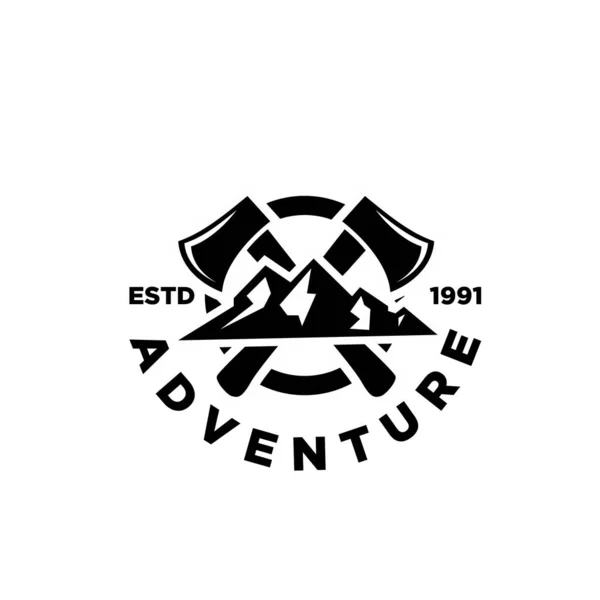 Simple Prime Aventure Montagne Badge Extérieur Vecteur Logo Icône Conception — Image vectorielle