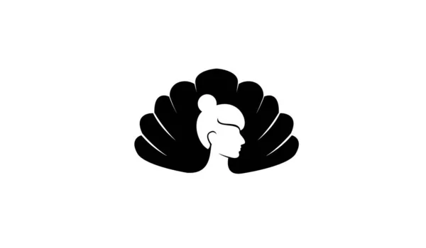 Simple Pearl Shell Beauté Visage Silhouette Noir Vecteur Logo Icône — Image vectorielle