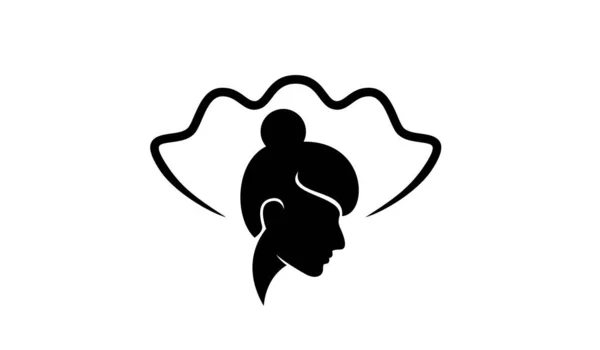 Basit Pearl Shell Güzellik Yüz Silueti Siyah Vektör Logo Ikonu — Stok Vektör