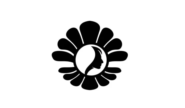 Простая Жемчужная Скорлупа Красота Лица Силуэт Черного Векторного Логотипа Иконка — стоковый вектор