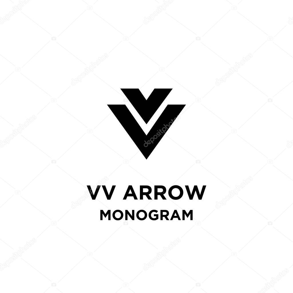 Arrow monogram initial letter vv vector logo icon illustration design