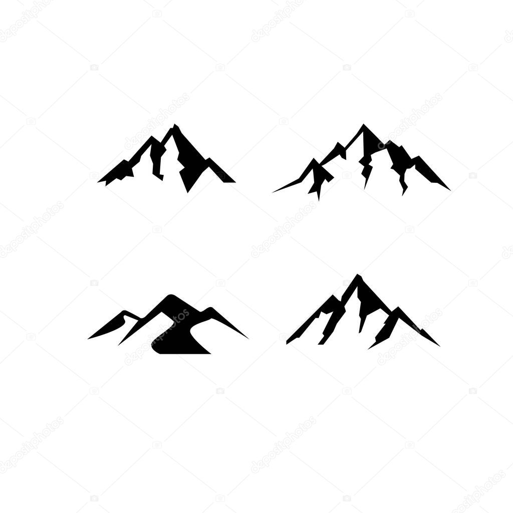 set collection simple Mountain black vector logo icon illustration design isolated background