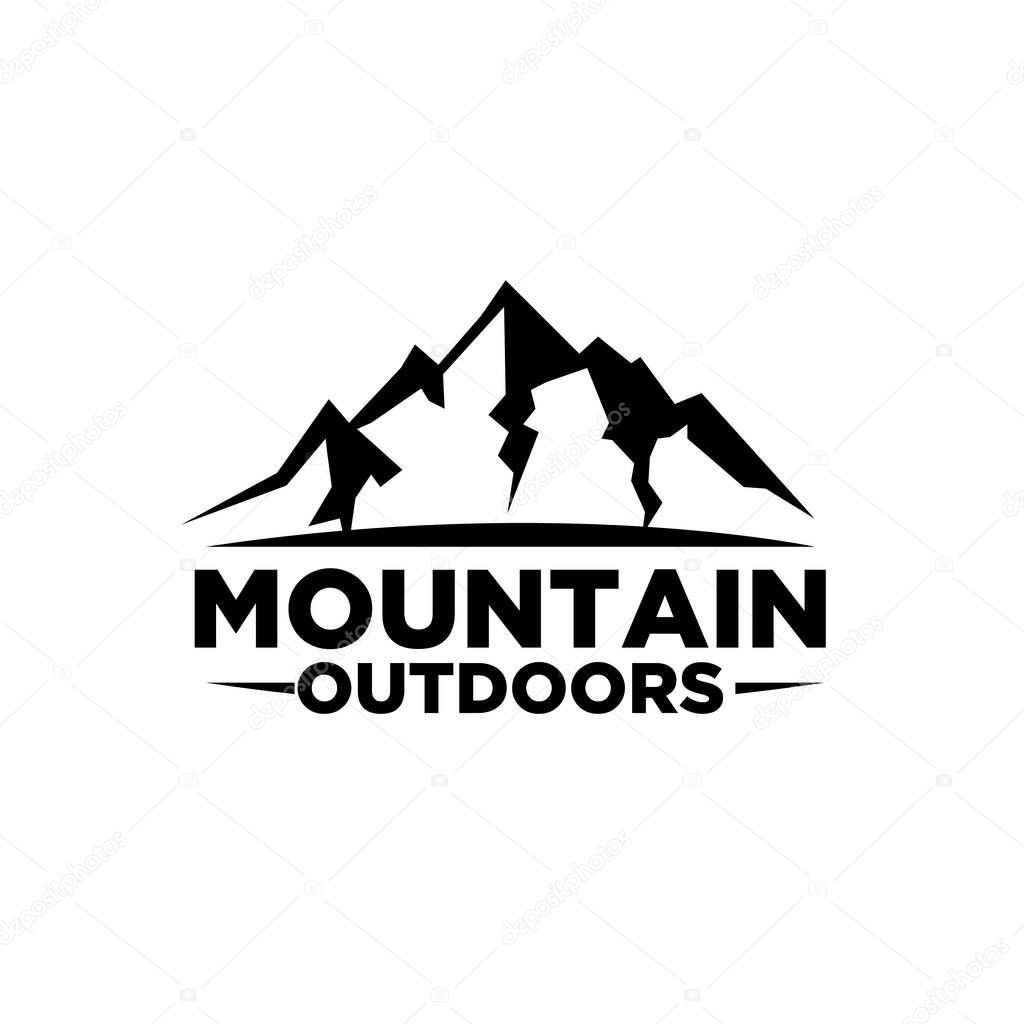 Premium simple Mountain adventure outdoor badge vector logo icon illustration design isolated background