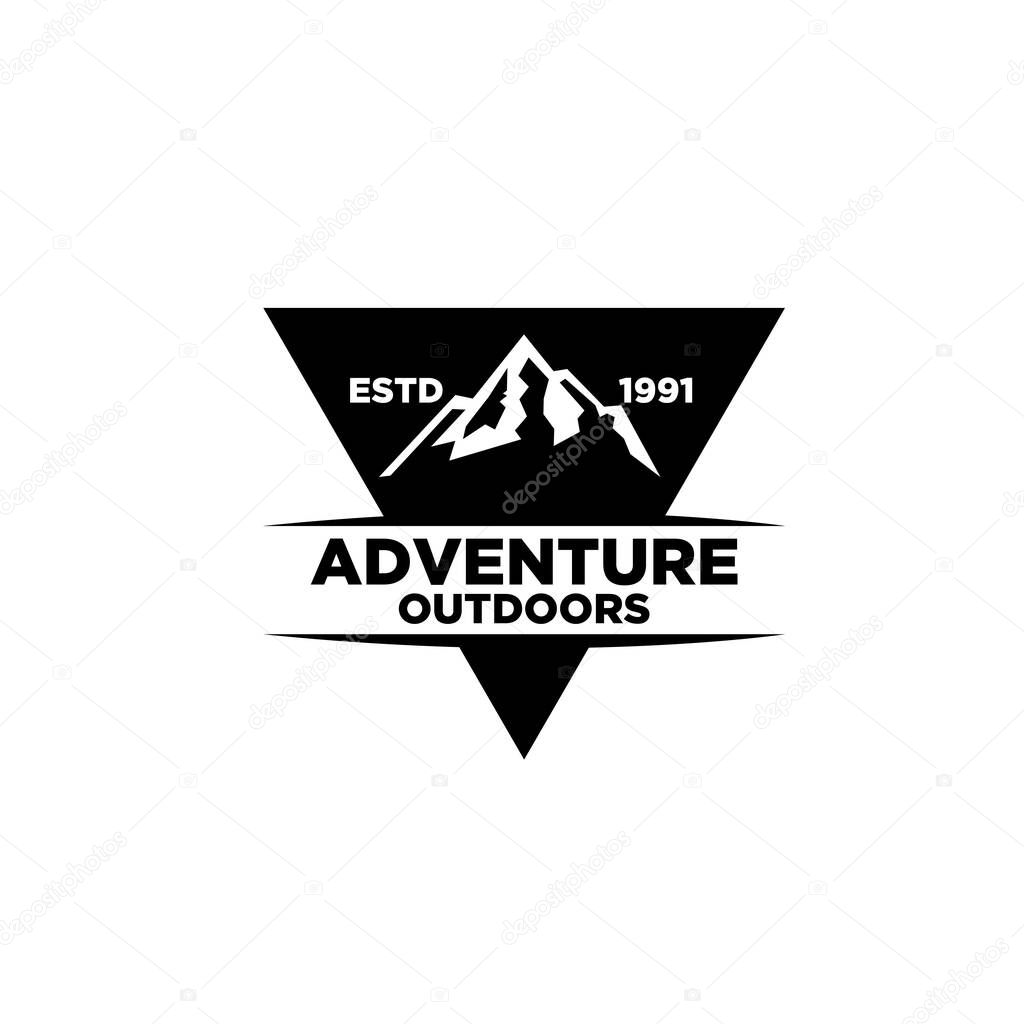 Premium simple Mountain adventure outdoor badge vector logo icon illustration design isolated background
