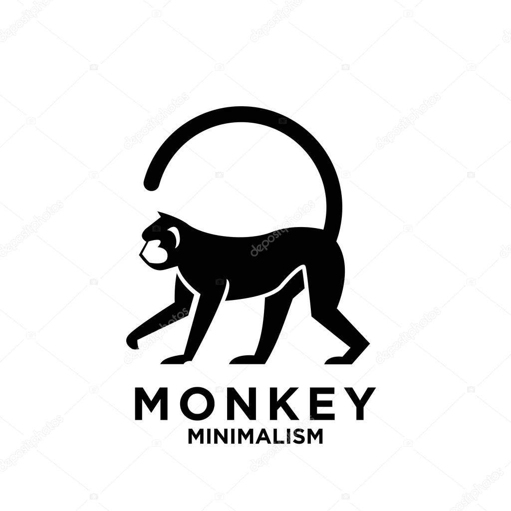 Premium minimalism monkey vector logo icon illustration design isolated background