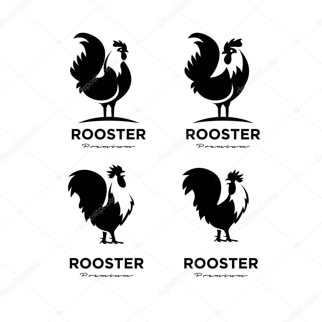 Set collection premium minimalism Rooster icon logo design template Vector Illustration isolated background