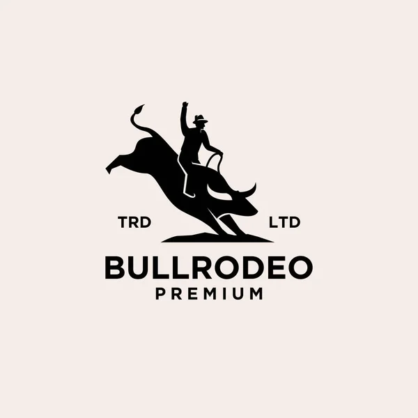 Bull Rodeo Vintage Logo Icon Illustration Premium Vector — Stock Vector