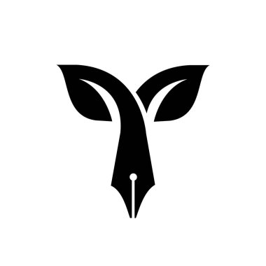 Yaprak kalem logosu konsepti eco vektör simgesi logoti tasarım şablonu izole edilmiş beyaz arkaplan