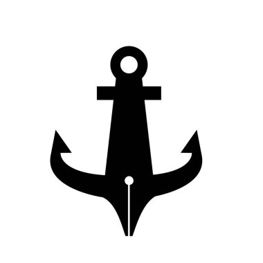 anchor kalem simgesi resmetme vektör logosu tasarımı izole edilmiş beyaz arkaplan