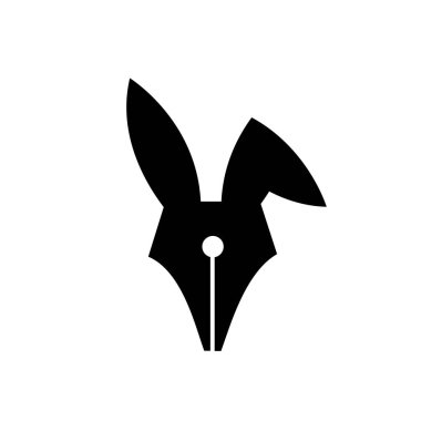 Tavşan tavşan kalem ucu logo vektör çizimi izole edilmiş beyaz arkaplan