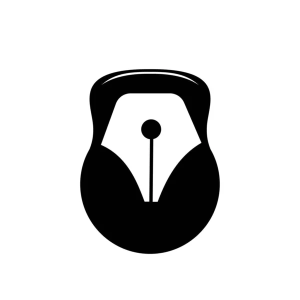 Dumbbell Pluma Plumín Vector Logotipo Icono Ilustración Diseño Aislado Fondo — Archivo Imágenes Vectoriales