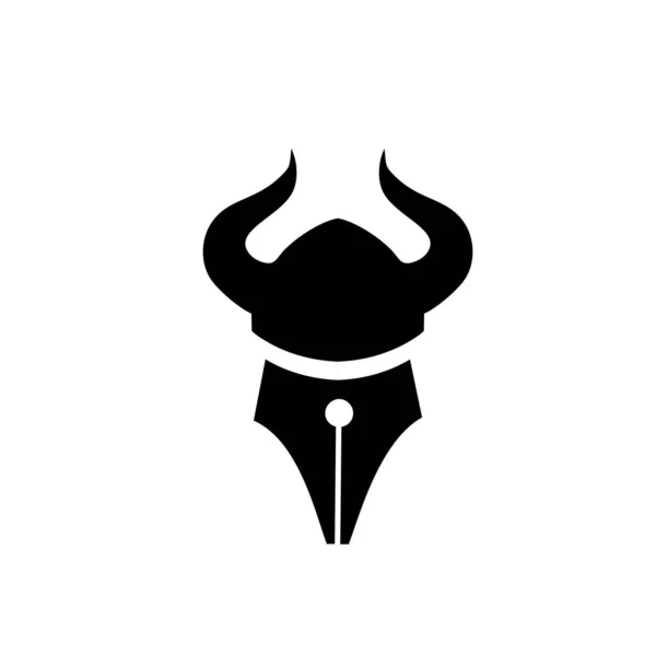 Viking Hut Feder Logo Vektor Symbol Illustration Design Isoliert Weißen — Stockvektor