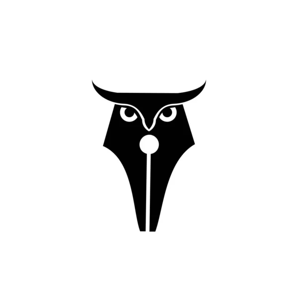 Uil Pen Slimme Pen Logo Concept Uil Geek Vogel Met — Stockvector