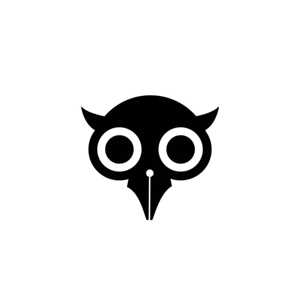 Сова Ручка Концепція Логотипу Розумної Ручки Сова Гук Птах Фонтанною — стоковий вектор