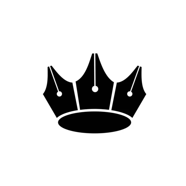 King Pen Writer Vector Flat Illustration Template Design Use Crown — Stock Vector