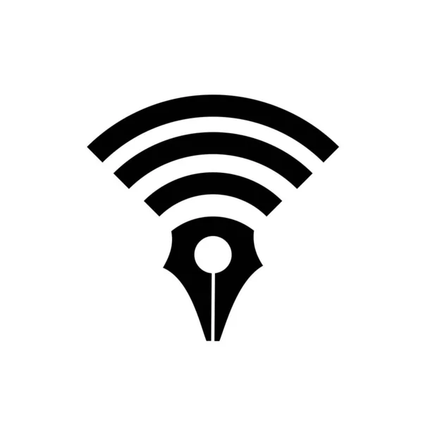 Online Lernen Logo Konzept Signal Wifi Mit Federfeder Vektor Logo — Stockvektor