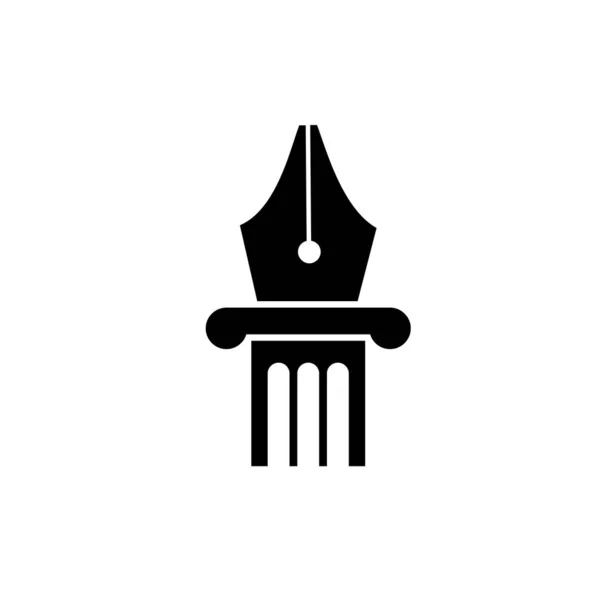 Concepto Logotipo Ley Pilares Con Pluma Icono Icono Icono Ilustración — Vector de stock