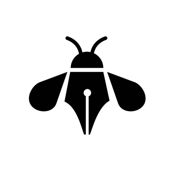 Insecten Bij Met Pen Schrijver Vector Logo Pictogram Illustratie Ontwerp — Stockvector