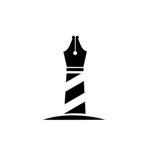 Latarnia Morska Pióro Logo Ikona Wektor Ilustracja Szablon Projekt Izolowane — Wektor stockowy
