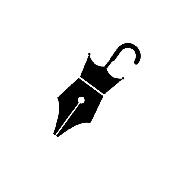Guarda Chuva Caneta Vetor Ícone Logotipo Design Ilustração Isolado Fundo —  Vetores de Stock