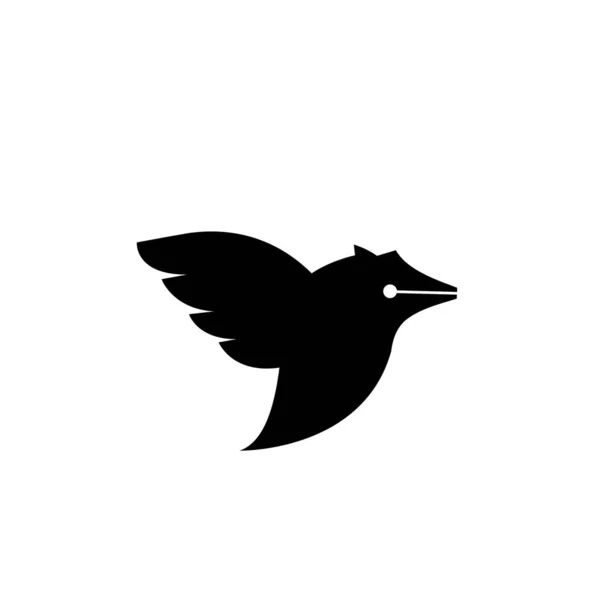 Flying Bird Pen Logo Vector Icon Design Illustration Ізольований Білий — стоковий вектор