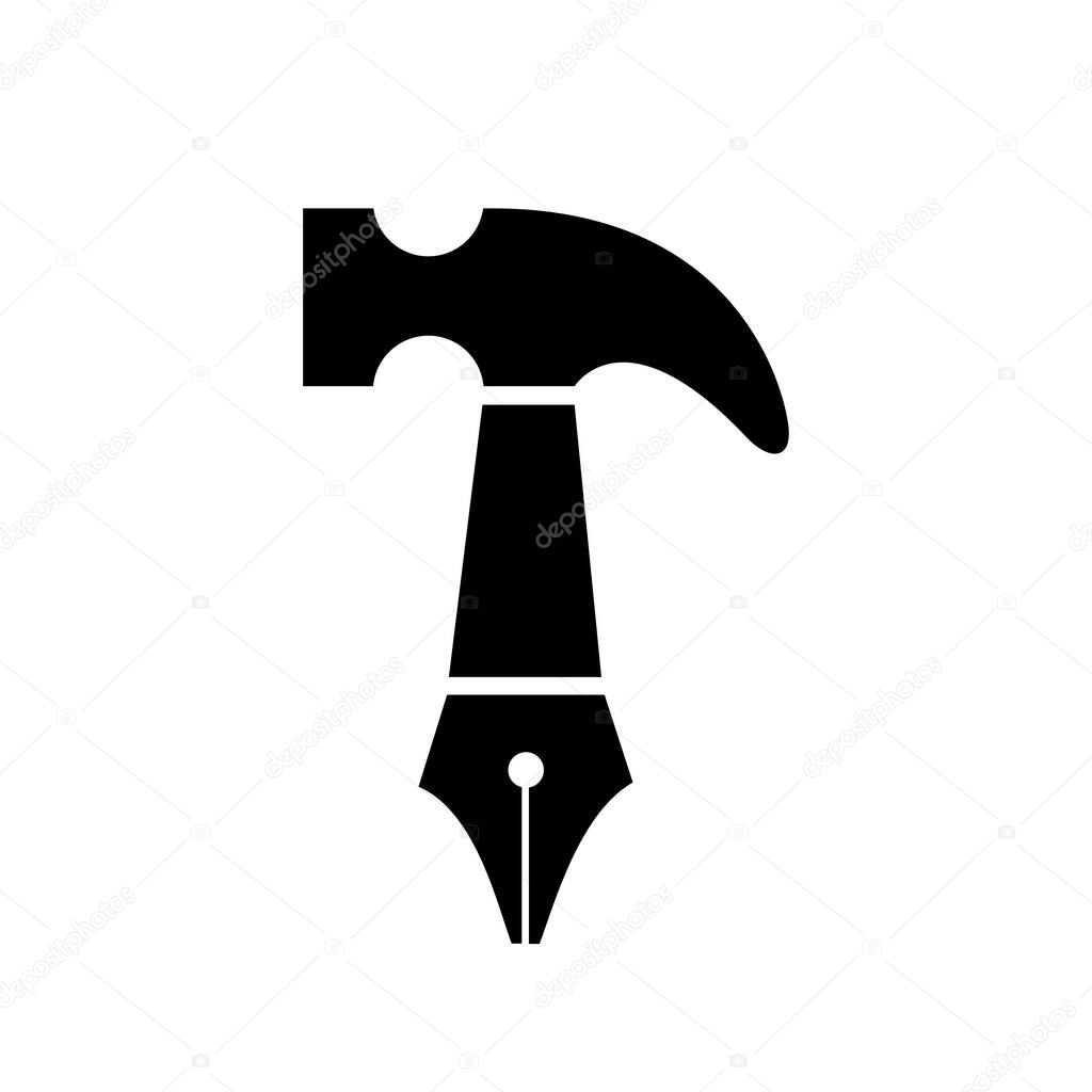 Hand Holding Hammer for Construction or craftsman vector Icon Logo Design illustration isolated white background