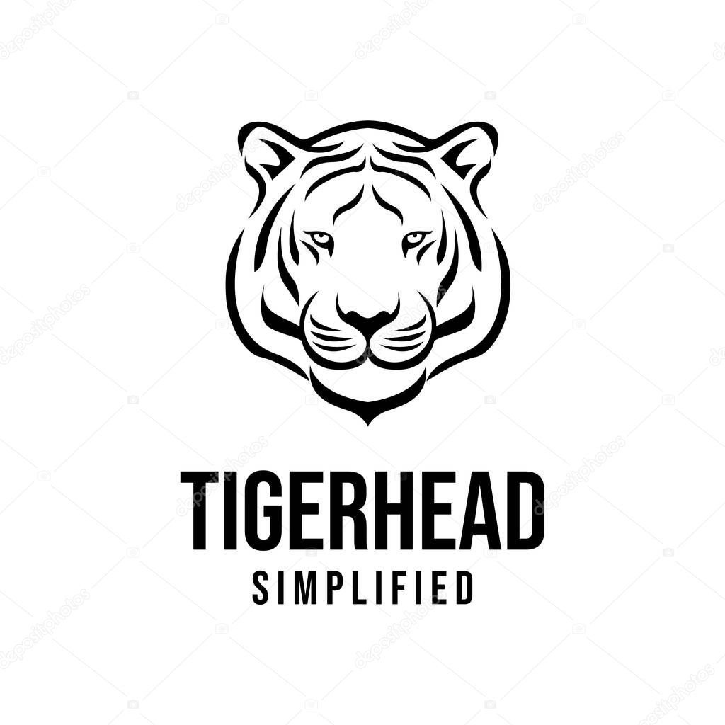 Premium tiger head vector black logo icon illustration design isolated white background