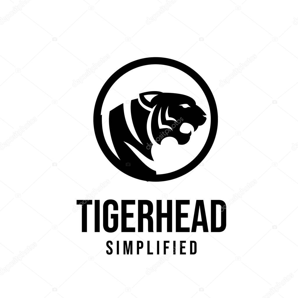 Premium tiger head vector black logo icon illustration design isolated white background