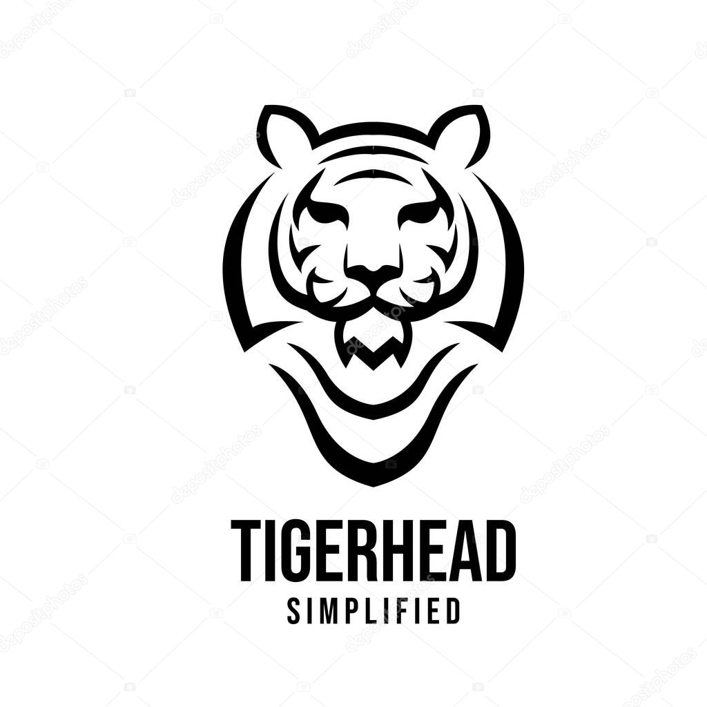 Premium tiger head vector black logo icon illustration design isolated white background