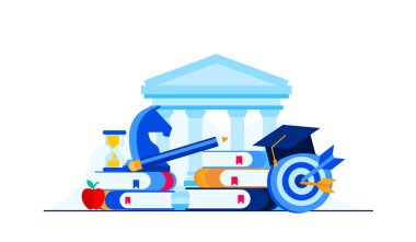 business management education flat illustration vector design template banner