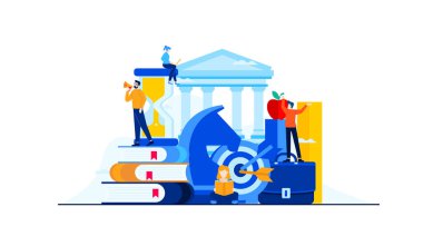 university education the students study on a campus vector flat illustration concept template background can be use for presentation web banner UI UX landing page