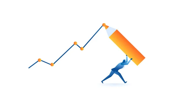 Empresario Dibujar Gráfico Ventas Objetivo Utilizando Lápiz Concepto Trabajo Negocios — Vector de stock