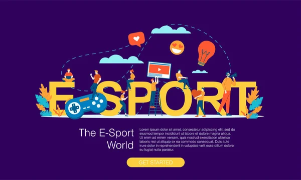 Sport Nagy Levél Apró Emberek Vektor Lapos Illusztráció Design Banner — Stock Vector