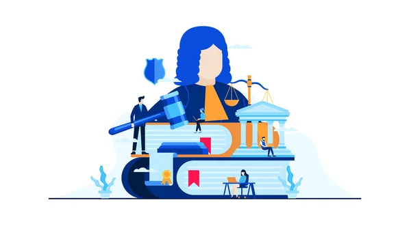 Hukuki yargı vektörü illüstrasyon konsepti şablonu sunum web banner UI UX iniş sayfası için kullanılabilir