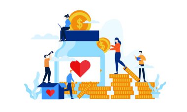 Büyük kalp düz çizim tasarımı bağış kavanozu