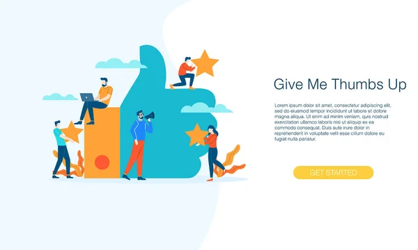 Thumbs Review People Give Feedback Vector Illustration Concept Template Background —  Vetores de Stock