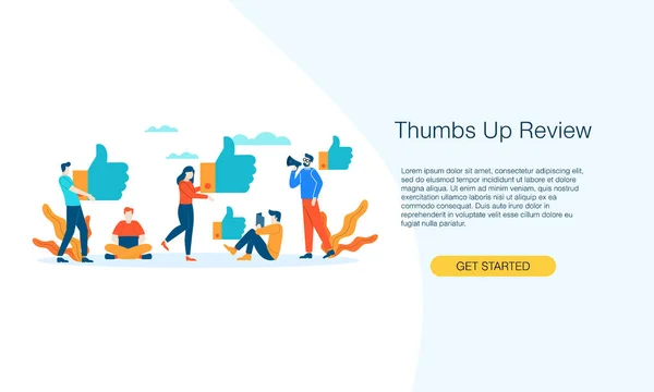 Thumbs Review People Give Feedback Vector Illustration Concept Template Background —  Vetores de Stock