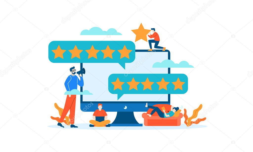 Computer internet Star Review rating people give feedback flat illustration