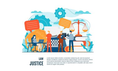 Hukuki yargı vektörü illüstrasyon konsepti şablonu sunum web banner UI UX iniş sayfası için kullanılabilir