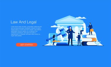 Hukuki yargı vektörü illüstrasyon konsepti şablonu sunum web banner UI UX iniş sayfası için kullanılabilir