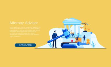 Hukuki yargı vektörü illüstrasyon konsepti şablonu sunum web banner UI UX iniş sayfası için kullanılabilir
