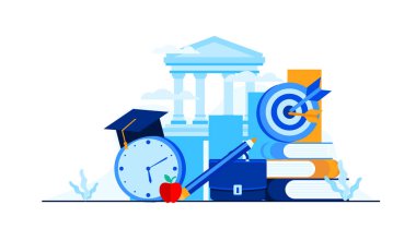 business management education flat illustration vector design template banner