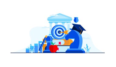 business management education flat illustration vector design template banner